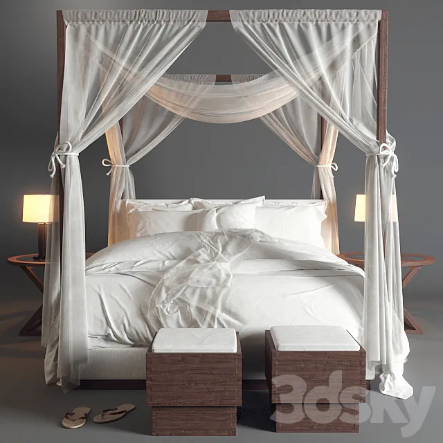 Desert Modern Canopy Bed Ralph Lauren (vray GGX) 3DModel
