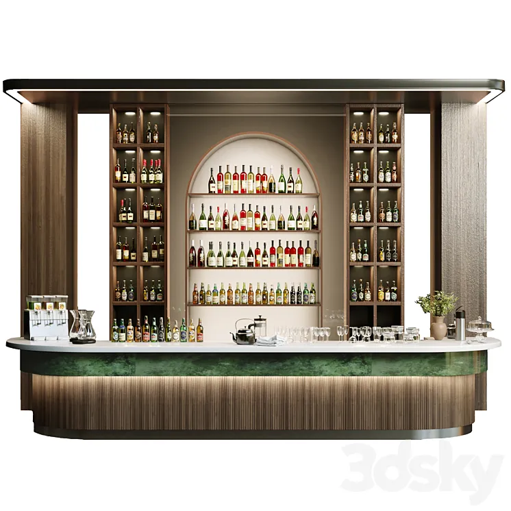 Design of a restaurant with a bar and wine. Alcohol restaurant 22 3D Model Free