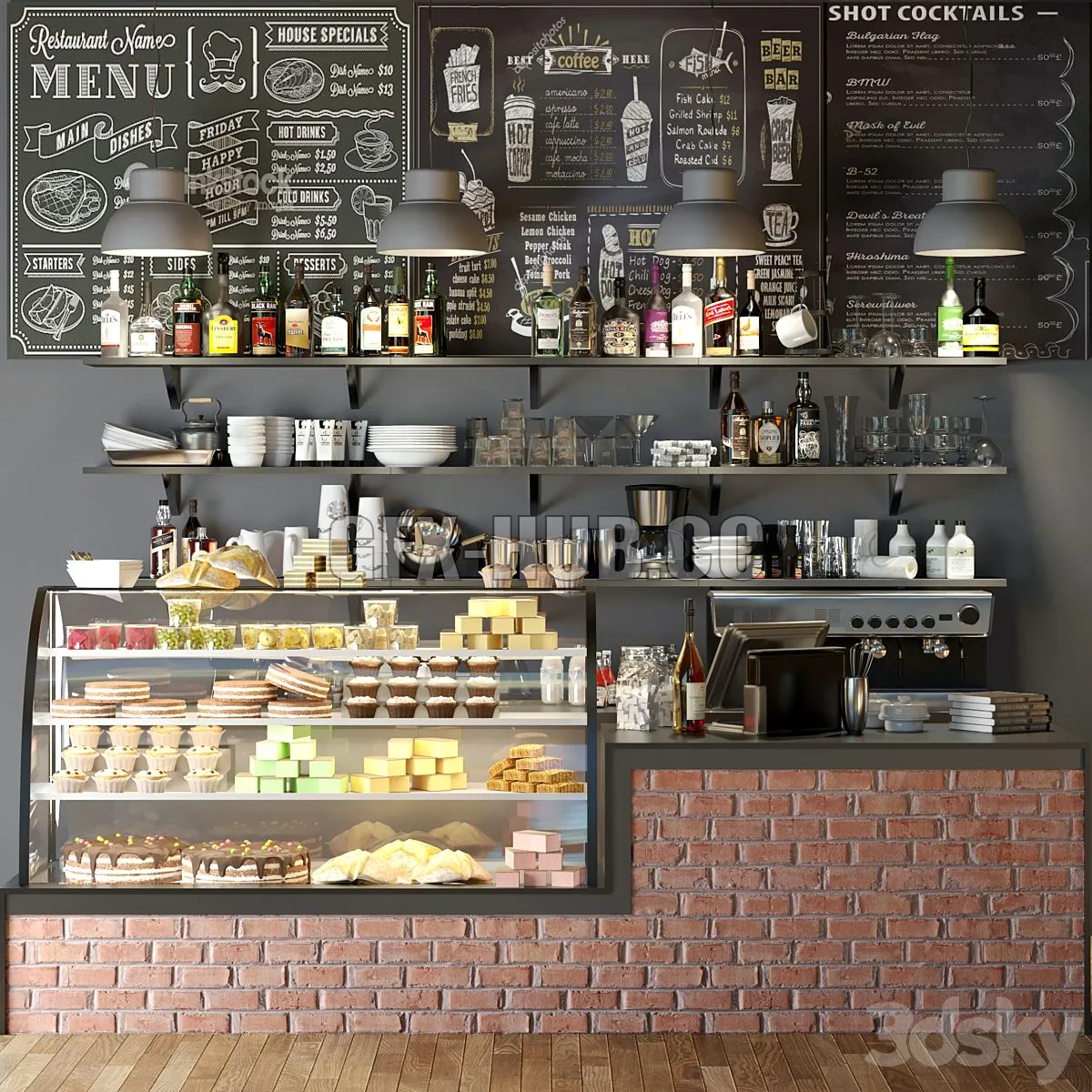 Design project coffee point with desserts and sweets 7 3D Model