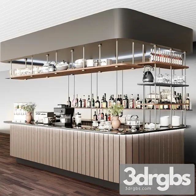 Design project of a cafe in a modern style 2. alcohol 3D Model Free