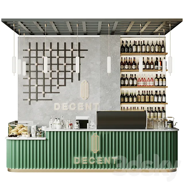Design project of a coffee shop with a mini bar and wine. coffee point Free Download
