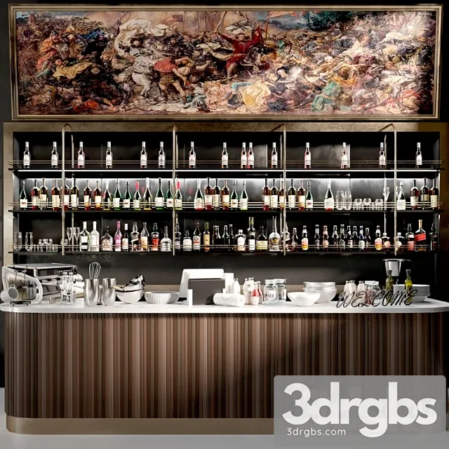 Design project of a restaurant with its own collection of wine and spirits 2 3D Model Free