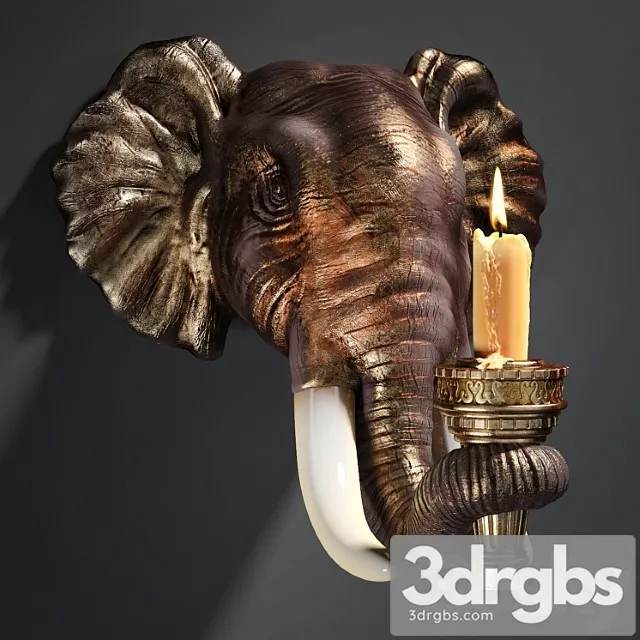 Design toscano elephant sculptural wall sconce 3D Model Free