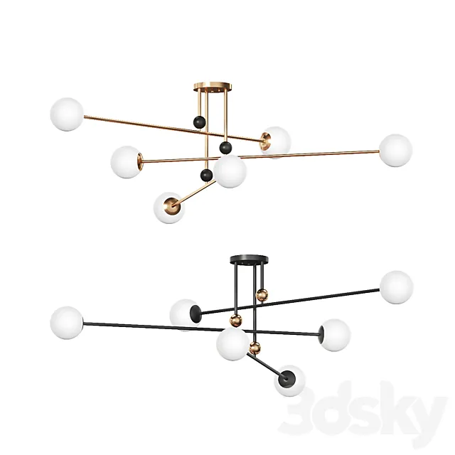 Designer chandelier with glass shades JESI 3DModel