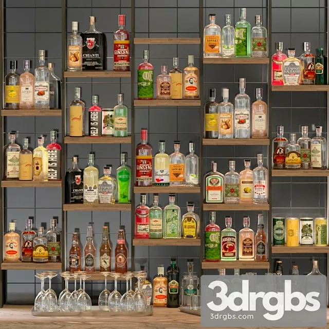 Designer rack in a restaurant with alcohol. pub 39 3D Model Free