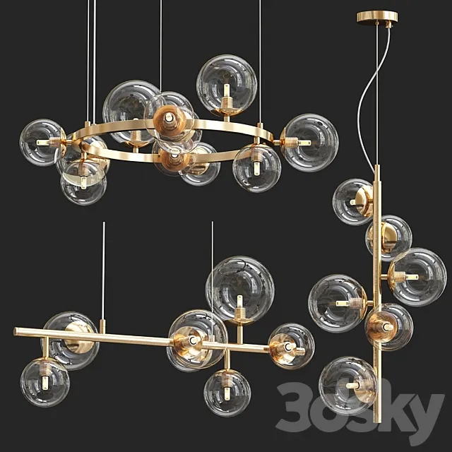 Designer ring chandelier IONA Сhandelier Gold 3D Model