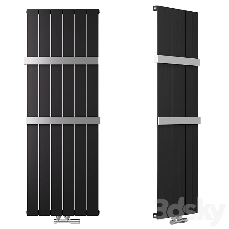 Designradiator Prince 120x41.5cm 642 Watt Mat Zwart Middenonderaansluiting 3D Model Free