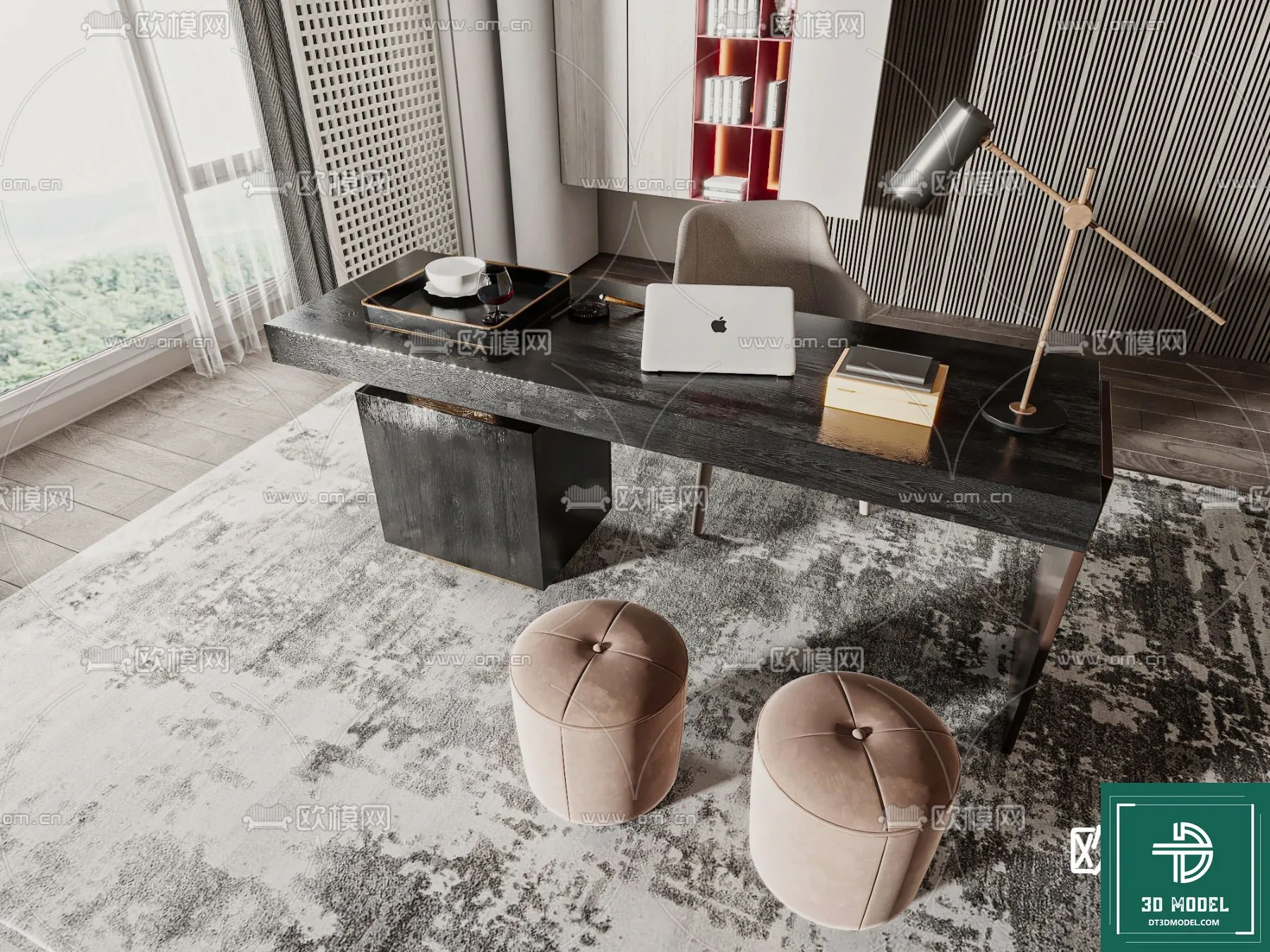 Desk 3D Model for Office - Furniture and Interior Design - 041