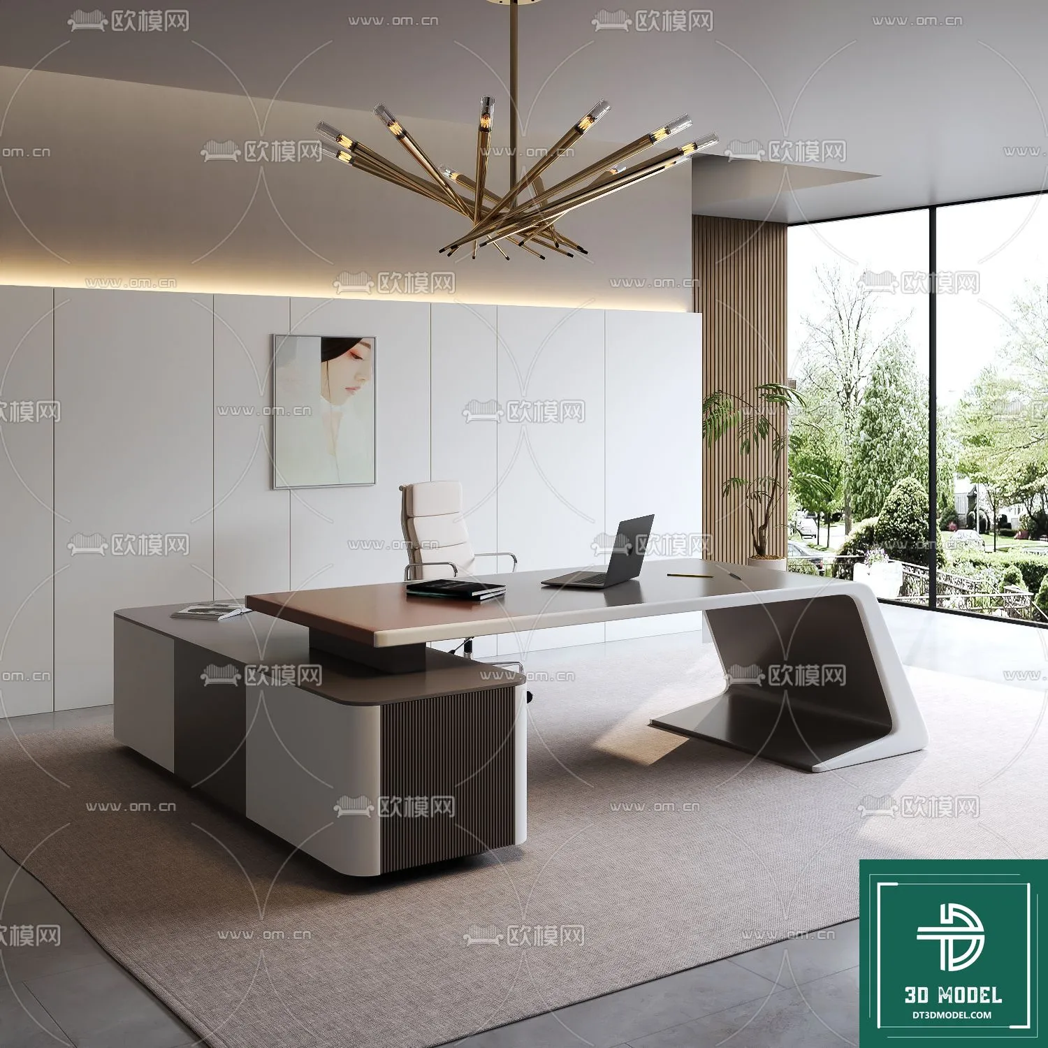 Desk 3D Model for Office - Furniture and Interior Design - 086