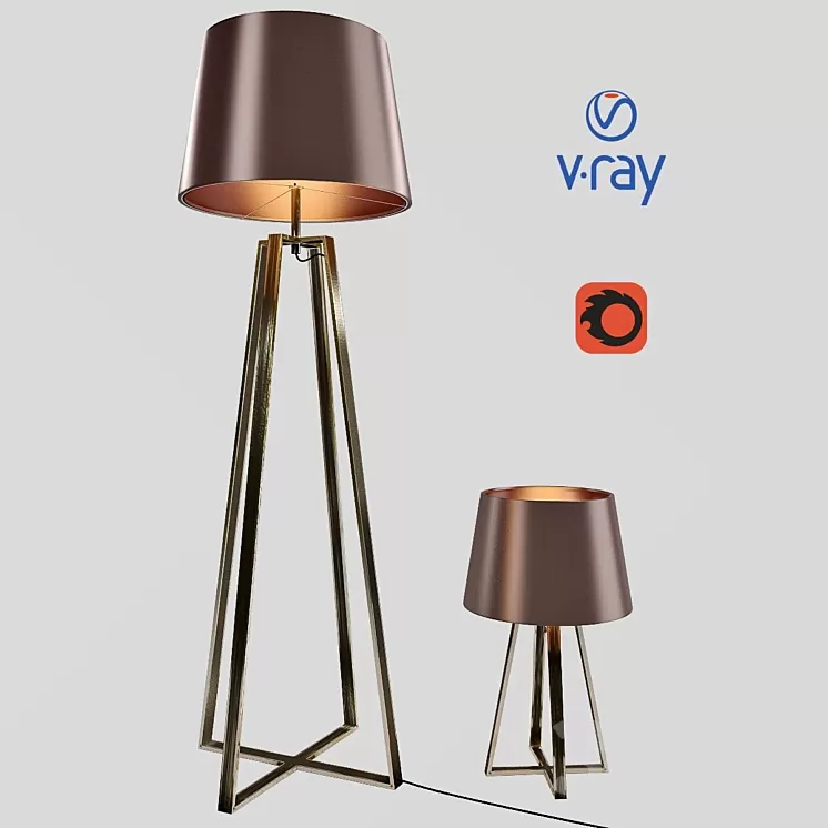 Desk and floor lamps model COFFEE from the company LUCIDE Belgium. 3D Model