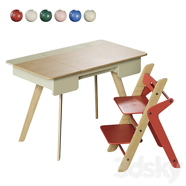 Desk and growing chair Moonk Magnus 3D Model