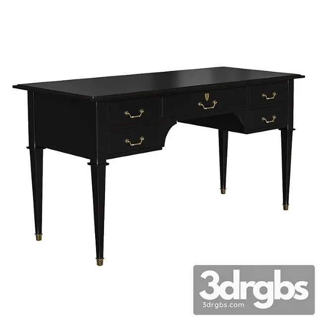 Desk bureau noir 5 tiroirs en acacia massif noir gris perle gris nuance - cenacle 2 3D Model Free