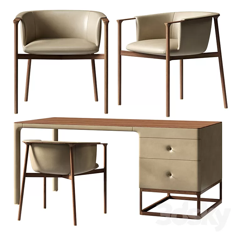 Desk + chair by SUREECO 3D Model