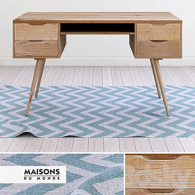 Desk Trocadero and rug Maisons du Monde 3DModel