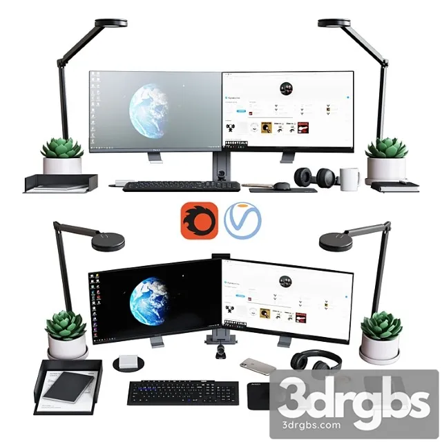 Desktop Set Classic Office Edition 3D Model Free
