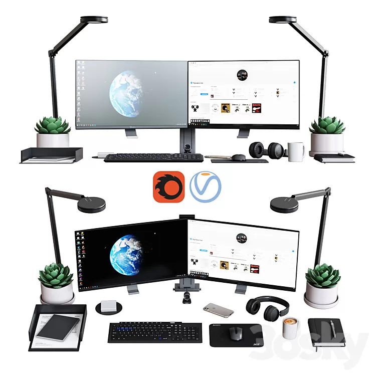 Desktop Set Classic Office Edition 3D Model