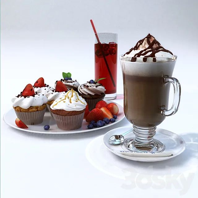 Dessert and coffee 3DModel
