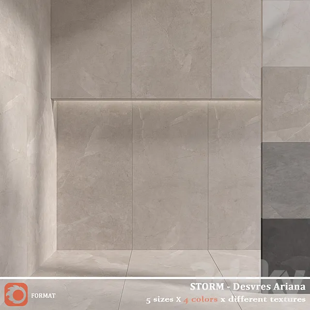 Desvres Ariana STORM white sand gray mud 3D Model