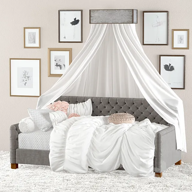 Devyn Tufted Velvet Daybed . Restoration Hardware 3DModel