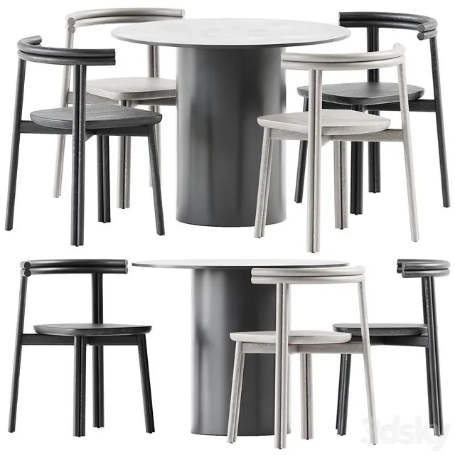 Dial Dining Table and Twill Chair by DesignByThem 3D Model