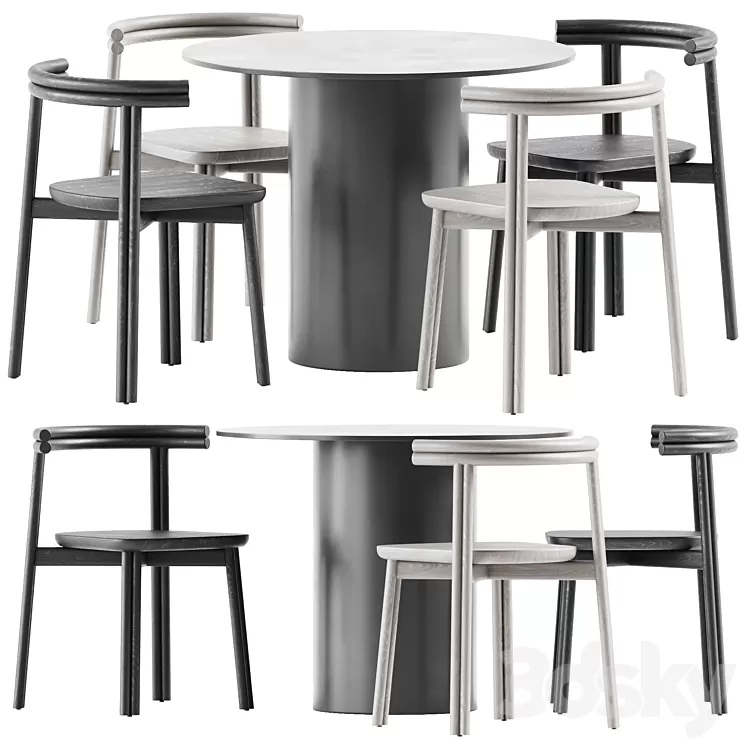 Dial Dining Table and Twill Chair by DesignByThem 3D Model Free