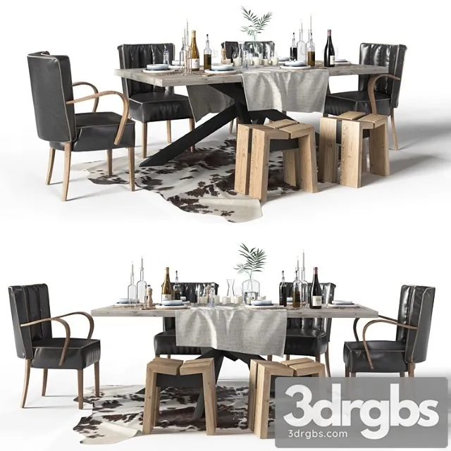Dialma Brown Dining Set 2 3D Model Free