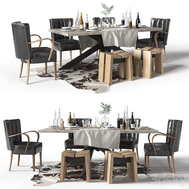 DIALMA BROWN Dining set 3D Model