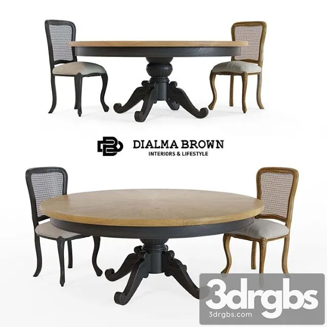 Dialma brown table and chair 2 3D Model Free