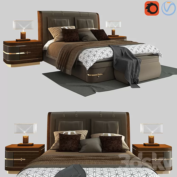 Diamond bed by Turri 3D Model