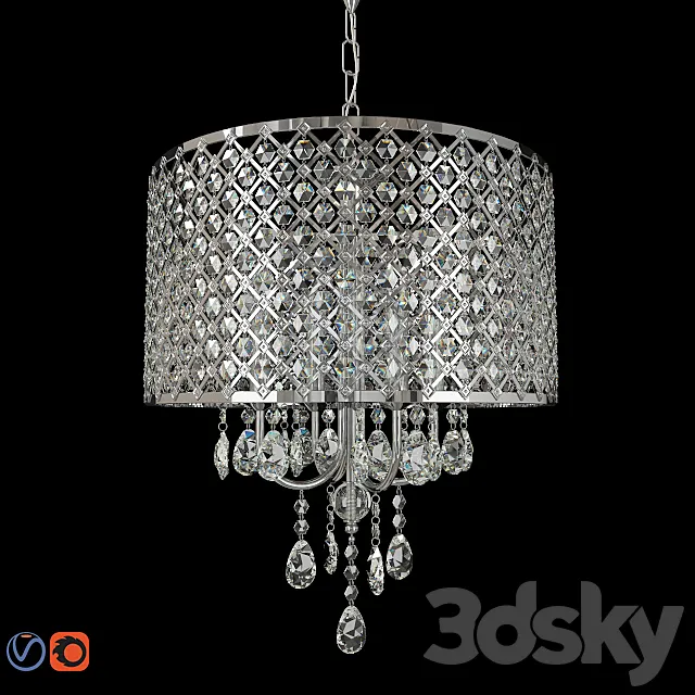 Diana 4 Light Drum Chandelier 3D Model