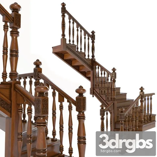 Dierieviannaia Liestnitsa Wooden Stairs 3D Model Free
