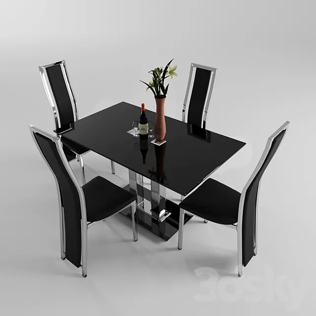 Diining Table Avrora & C-100 chair 3D Model