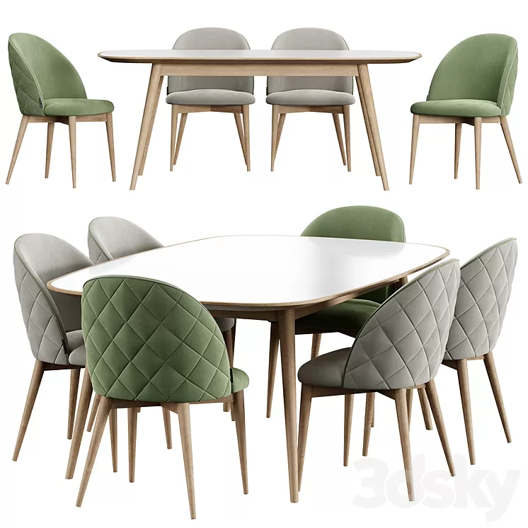 Dijon Chair HER 042 G Table 3D Model Free