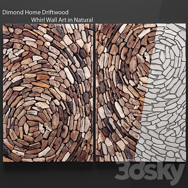Dimond Home Driftwood Whirl Wall Art. wall decor. plank panels. wooden decor. boards. wooden wall. panel. slats. picture. bars. eco. eco-design 3DModel