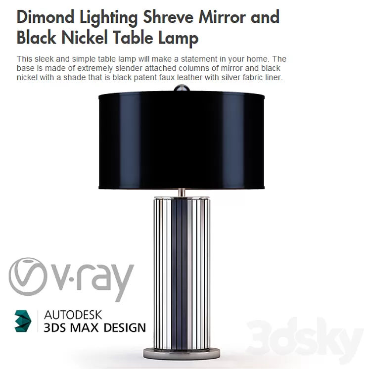 Dimond Lighting Shreve Mirror and Black Nickel Table Lamp 3D Model