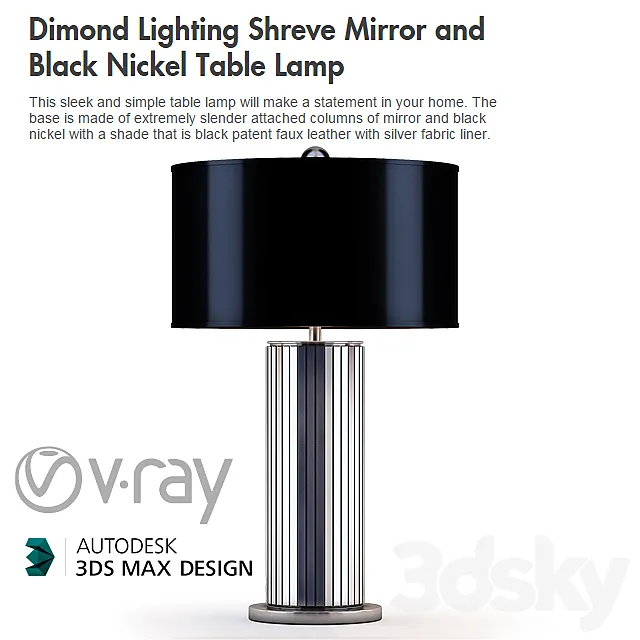 Dimond Lighting Shreve Mirror and Black Nickel Table Lamp 3DModel