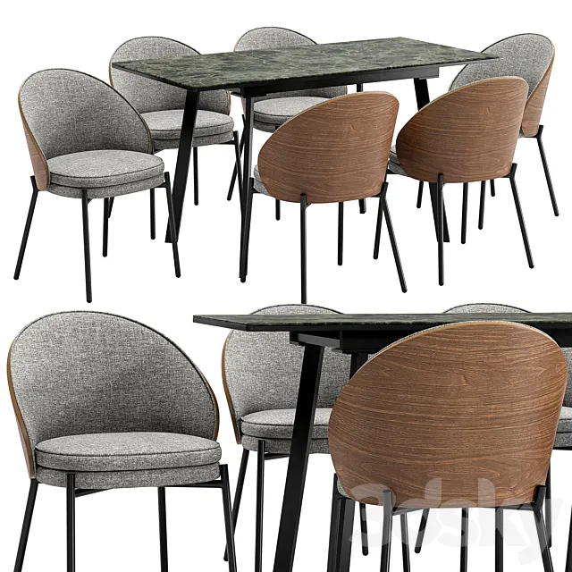 Dining chair 4115-DC-S197A and table Agni 3D Model