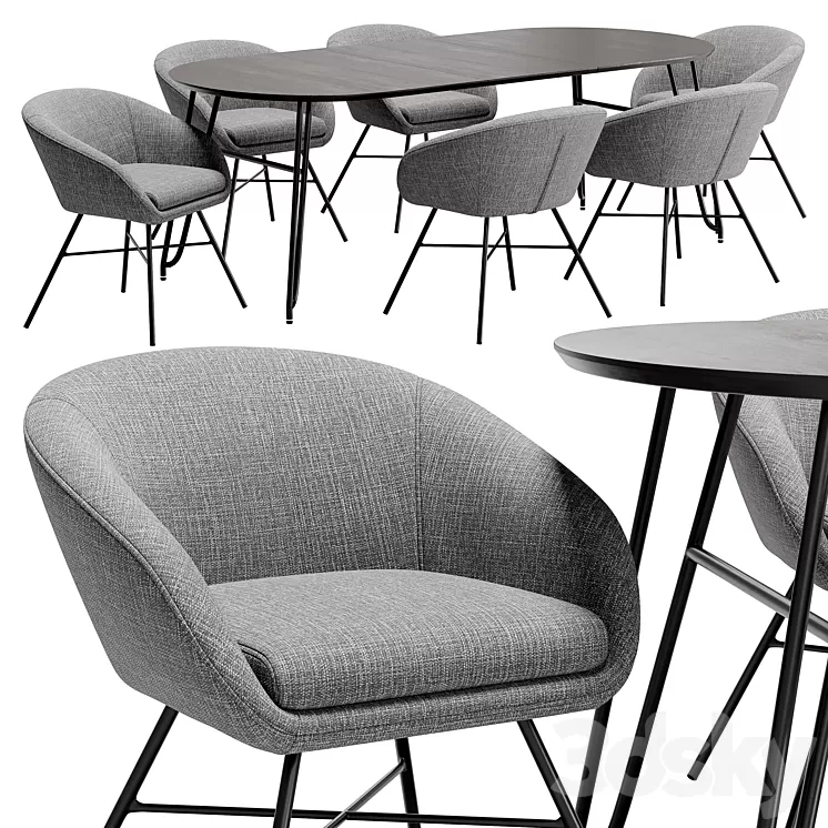 Dining chair Amur and table Norfort 3D Model