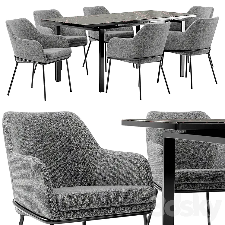 Dining chair Cozy and table Areal 3D Model Free