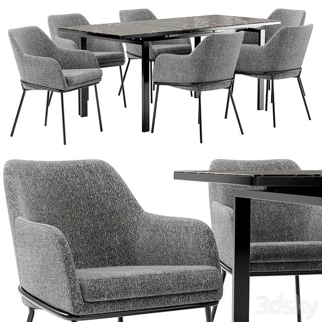 Dining chair Cozy and table Areal 3D Model