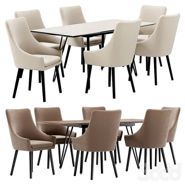 Dining chair Dafna and table Diego 3D Model