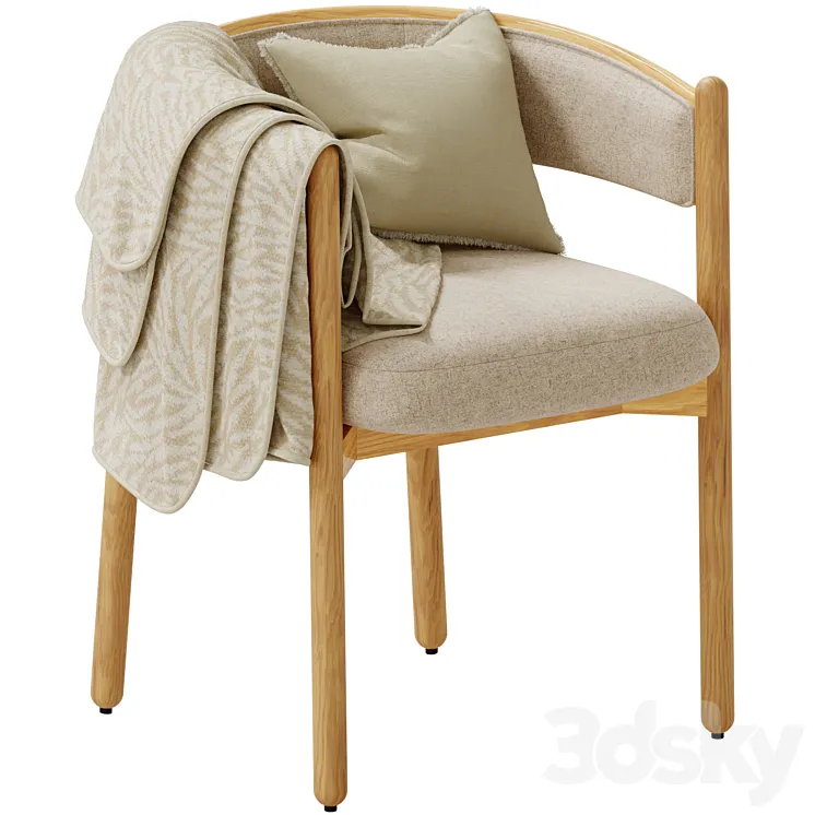 Dining chair in hevea and cotton Natesse 3D Model Free