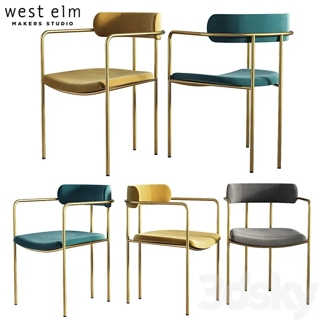 Dining Chair Lenox West Elm 3D Model