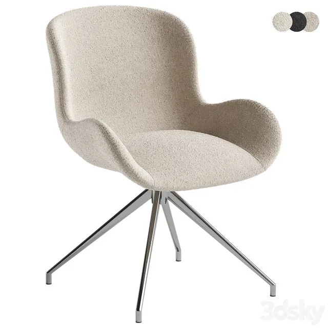 Dining chair made of boucle fabric Asyar 3D Model