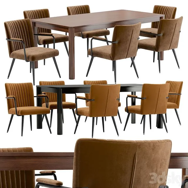 Dining Chair Ronda and Table Bergen Bgt35 3D Model