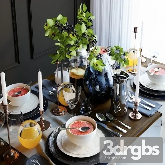 Dining Decor Set 3D Model Free