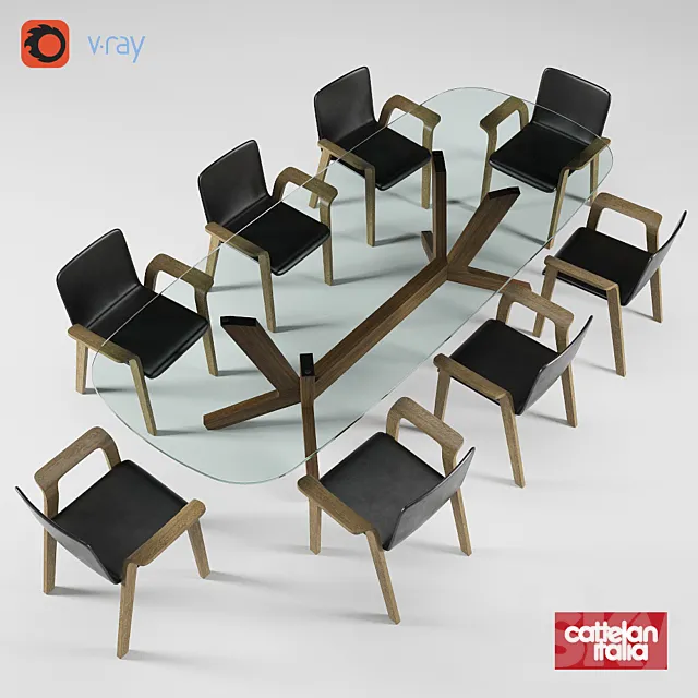 Dining group by Cattelan Italia 3D Model