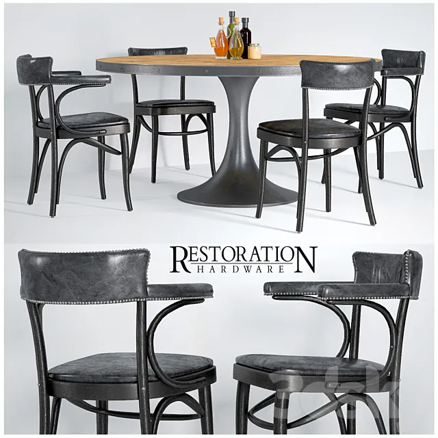Dining group RESTORATION HARDWARE 3D Model