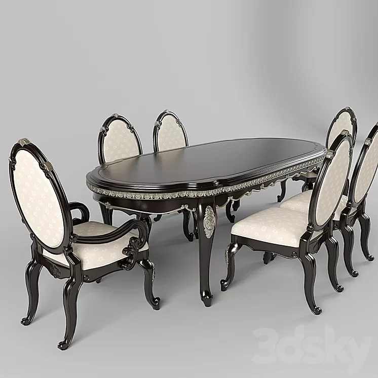 Dining Lavelle - Dark Truffle 3D Model