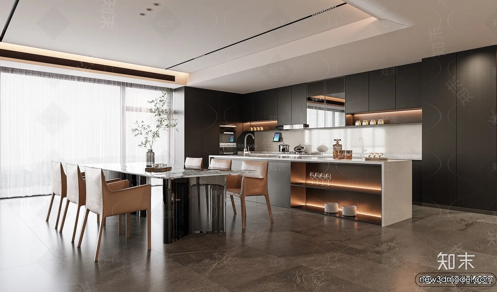 Dining Room - 3D Interior Scene - Italian Style - 002